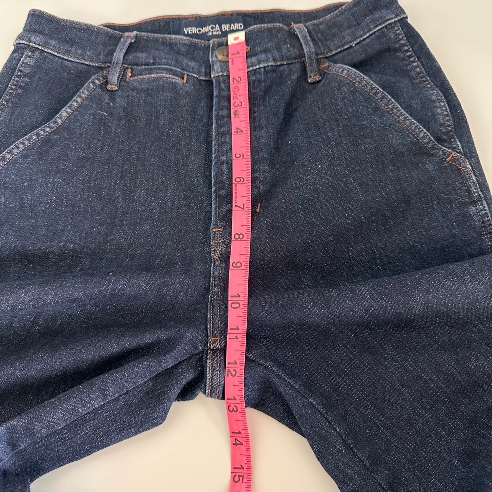 Veronica Beard Crosbie Indigo Rinse High-Rise Wide-Leg Trousers Jeans 28 Dark - Picture 8 of 12